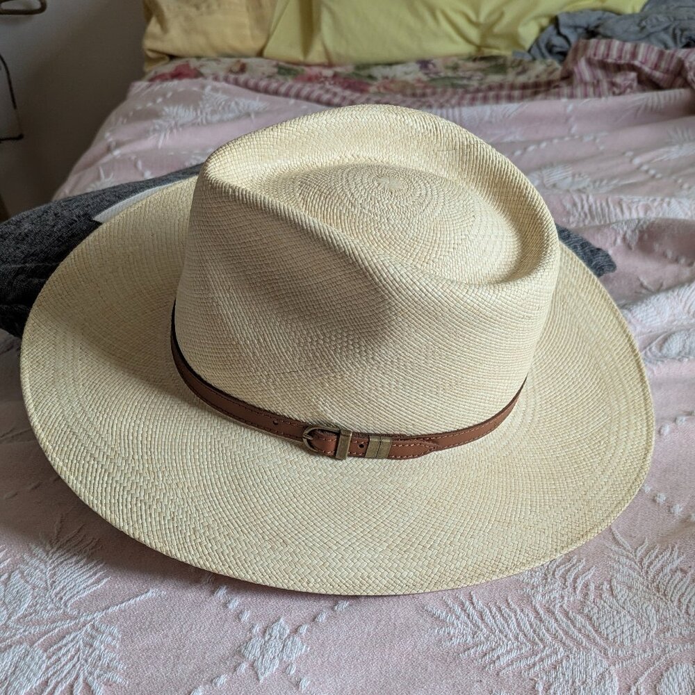 Bigalli Cowboy Cowgirl Australian TE Original Panama Hat Natural Straw Med NWOT